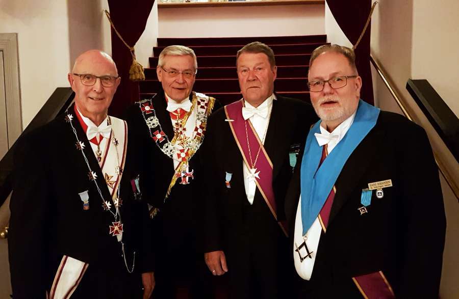 Fra v.: Prov.M Per Trygve Kongsnes, OSM Ragnar Tollefsen, Knut Jarnæs og OM i Salten, Hans Johansen.