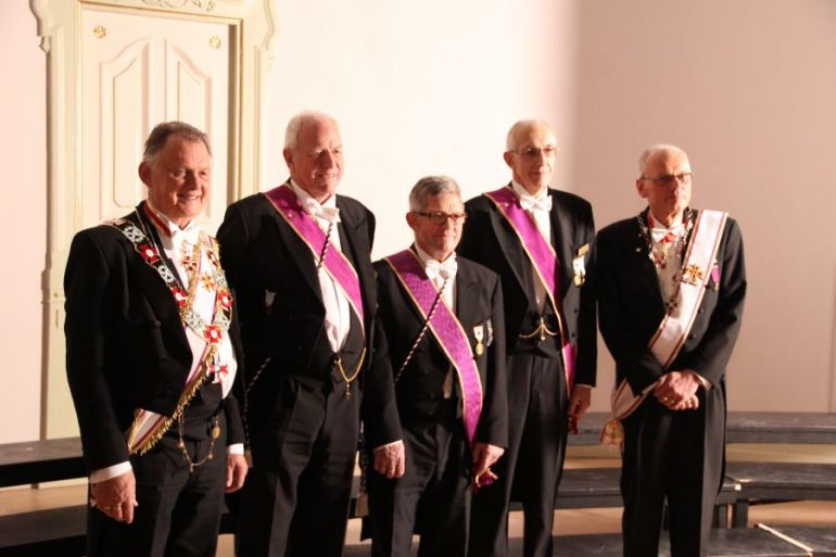 Fra venstre: OSM Tore Evensen, Steinar Ravlo, Jan Olaf Lunde, Willy Aune og Provincialmester Svein Klokkerhaug